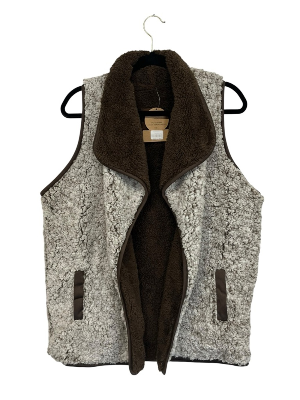 NWT C.C. Exclusive | Heather Brown Reversible Women's Sherpa Vest L‎